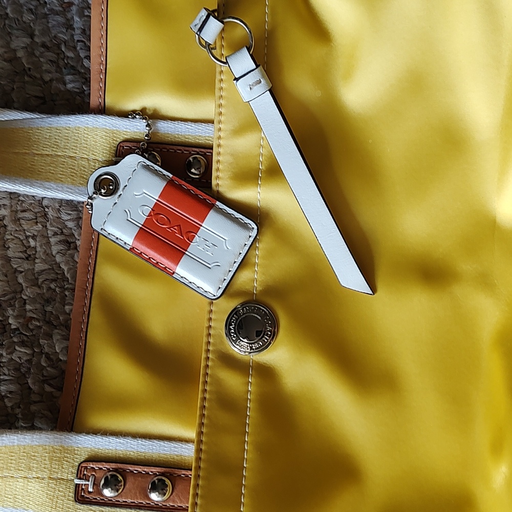 Coach Yellow Nylon Tote with Cream Handles - Picture 10 of 10